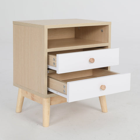 Bedside Table Side Storage Cabinet Nightstand Bedroom 2 Drawer ANYA OAK Chez Guru