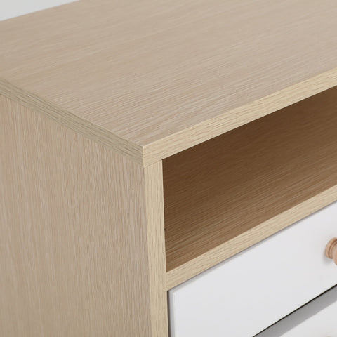 Bedside Table Side Storage Cabinet Nightstand Bedroom 2 Drawer ANYA OAK Chez Guru