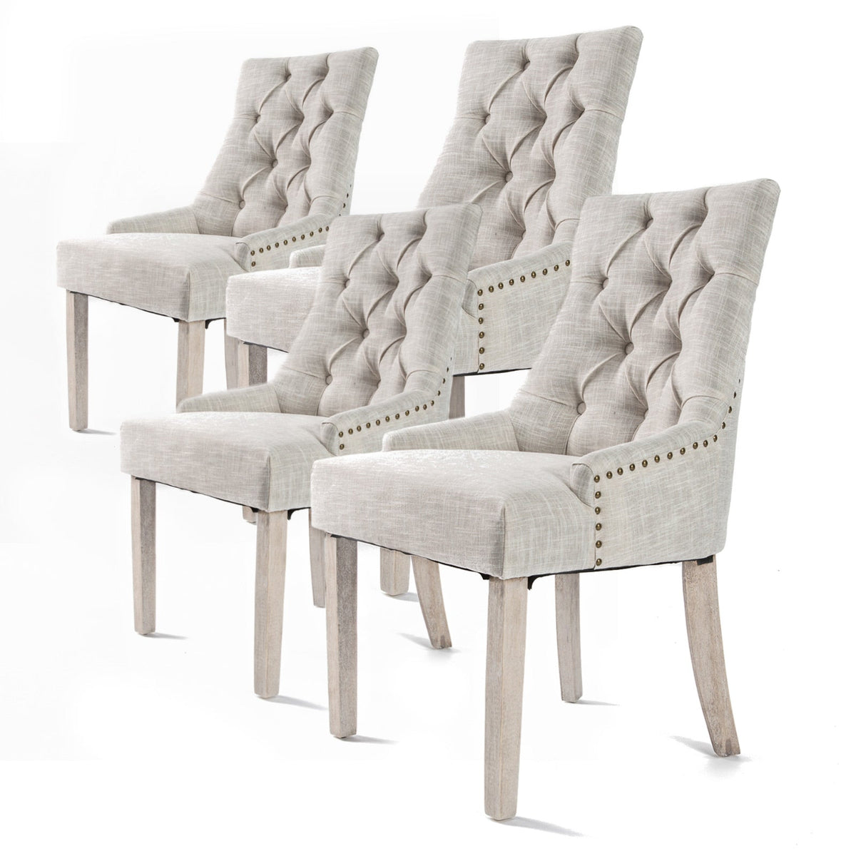 4X French Provincial Dining Chair Oak Leg AMOUR CREAM Chez Guru