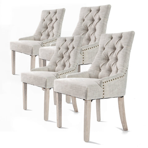 4X French Provincial Dining Chair Oak Leg AMOUR CREAM Chez Guru