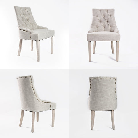 4X French Provincial Dining Chair Oak Leg AMOUR CREAM Chez Guru