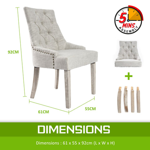 4X French Provincial Dining Chair Oak Leg AMOUR CREAM Chez Guru