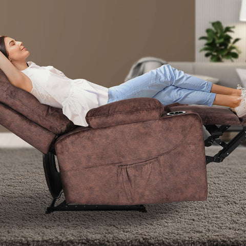 8-Point Electric Massage Recliner Chair - Leathaire Lounge Sofa Armchair AVERY BROWN