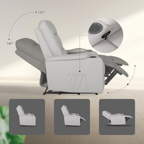 Home Recliner Chair - PU Leather Sofa Lounge Armchair DAKOTA GREY