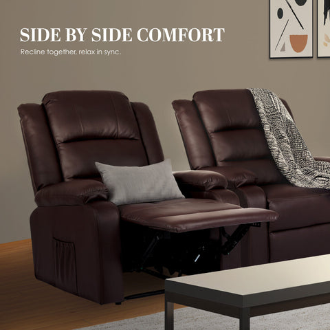 Home Recliner Chair - PU Leather Sofa Lounge Armchair MARLO BROWN