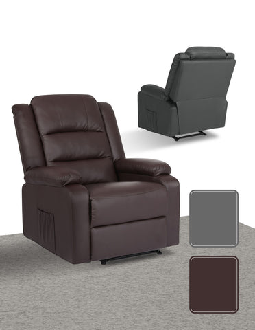 Home Recliner Chair - PU Leather Sofa Lounge Armchair MARLO BROWN