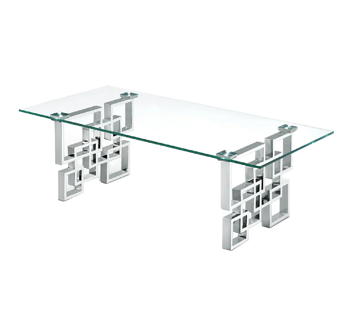 Royale Silver Coffee Table - Clear Glass