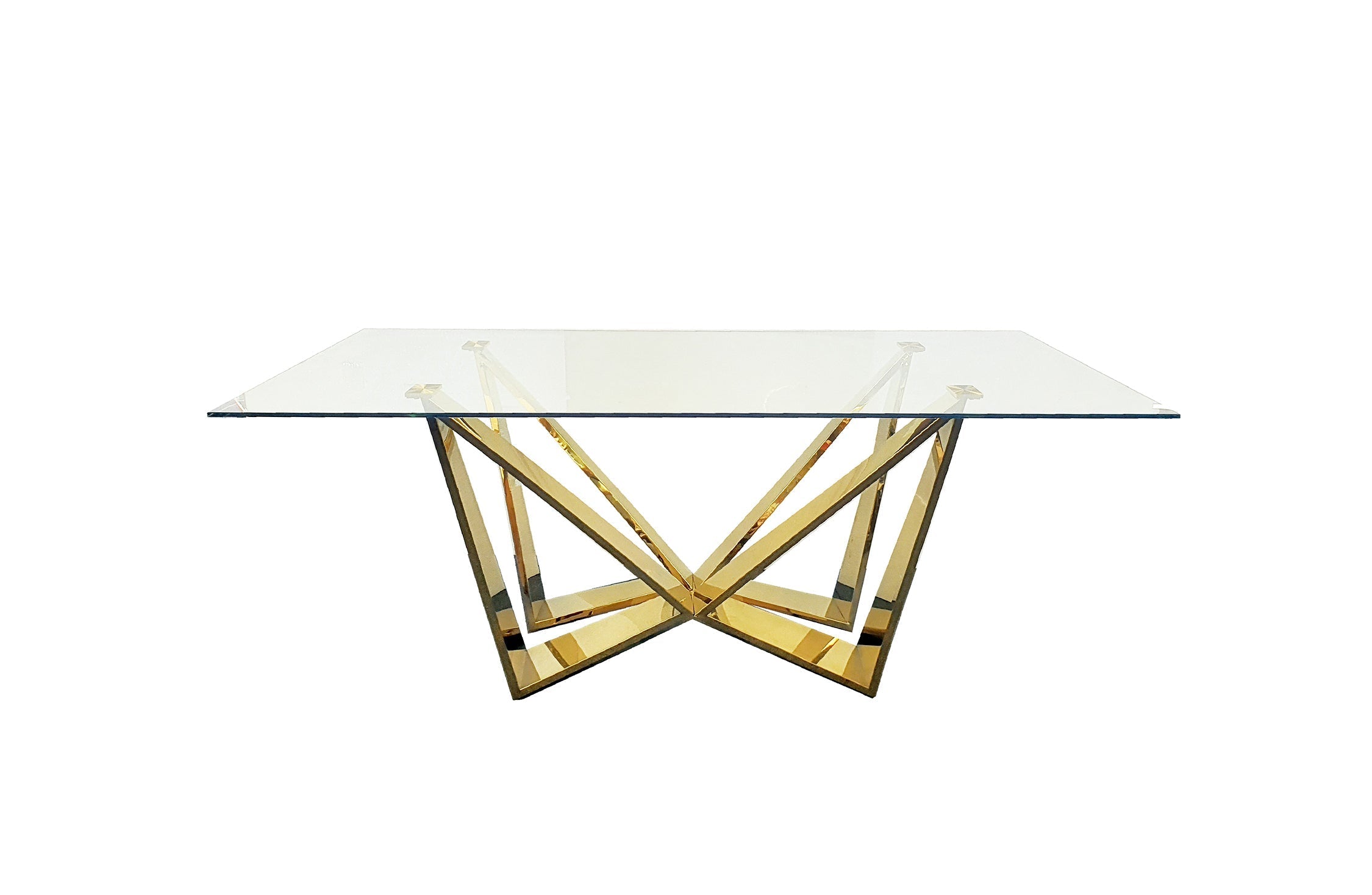 Roula Gold Dining Table - Clear Glass - 240cm x 110cm Chez Guru