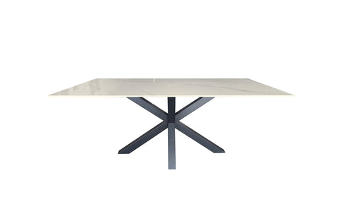 Miles Black With White Marble Dining Table - 90cm x 180cm Chez Guru