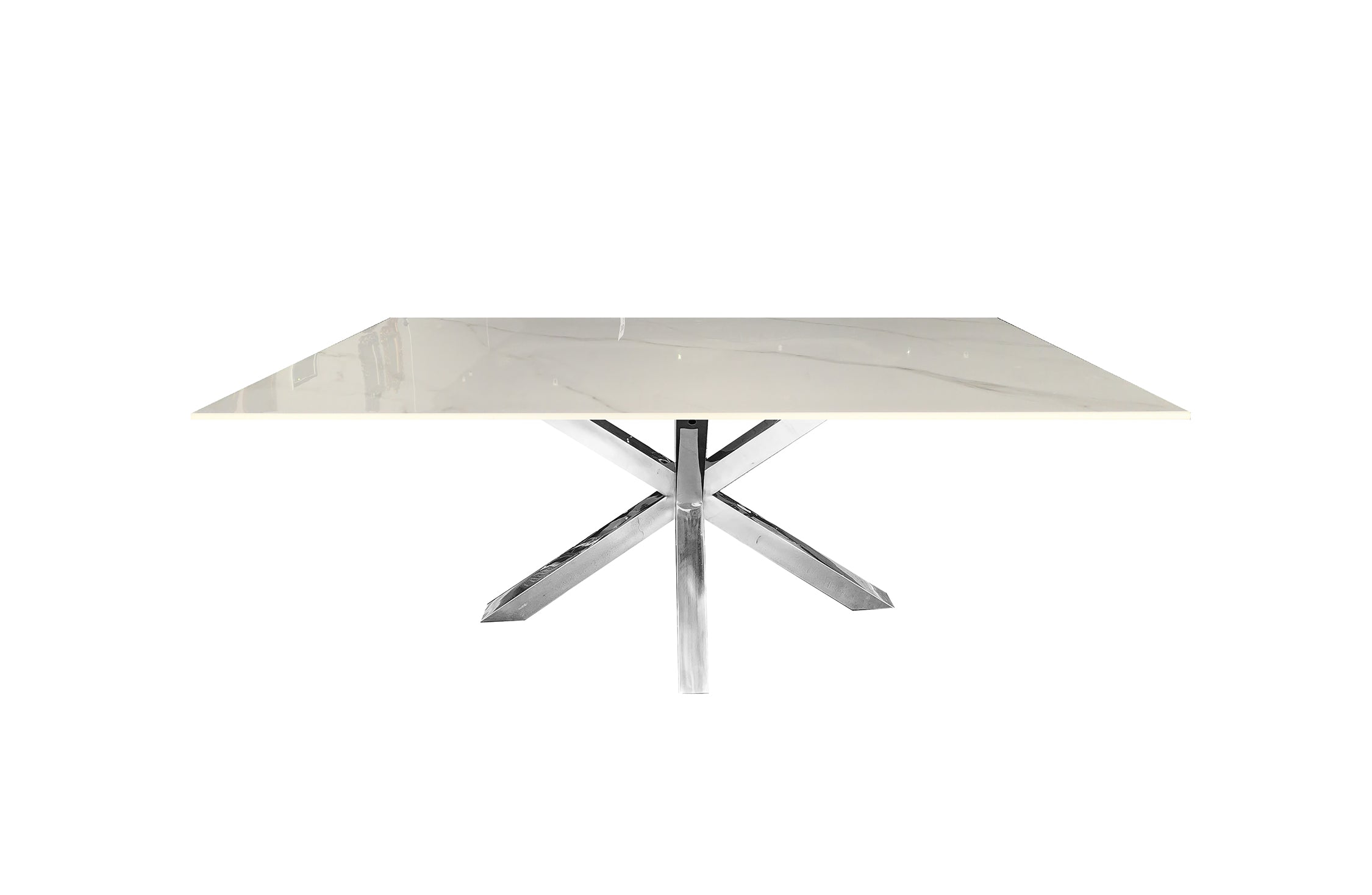 Miles Silver With White Marble Dining Table - 90cm x 180cm Chez Guru