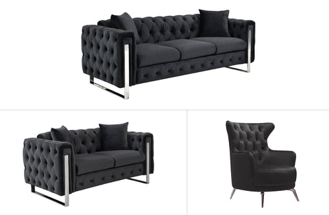 Madeline Range - Black Velvet - Silver Trims Chez Guru
