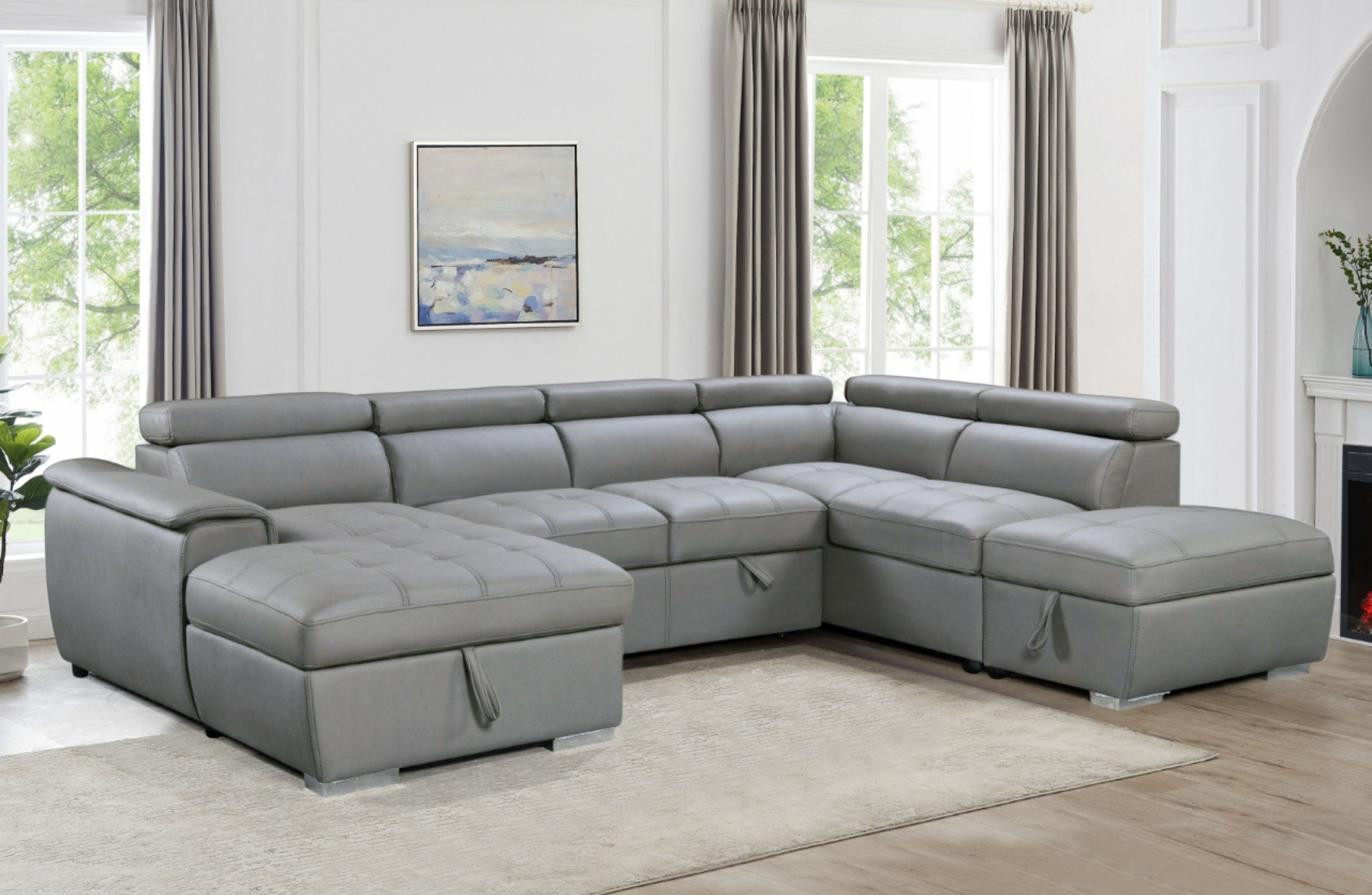 Plush Sleeper Modular Chaise Lounge - Light Grey Chez Guru