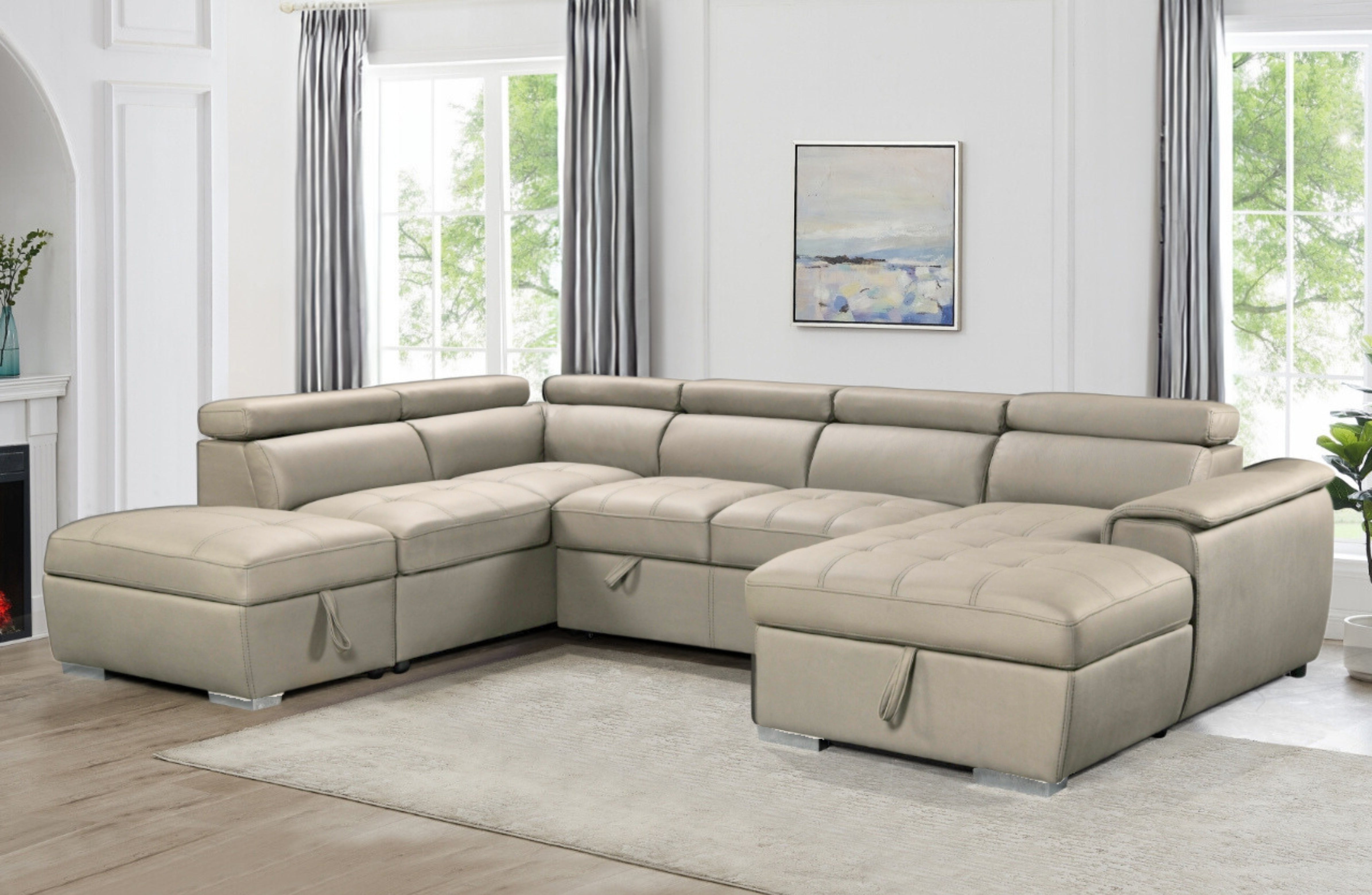 Plush Sleeper Modular Chaise Lounge - Mushroom