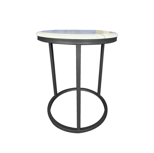 Kelly Side Table - White on Black - 45cm Chez Guru