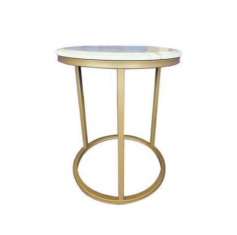 Kelly Side Table - White on Champagne - 45cm Chez Guru