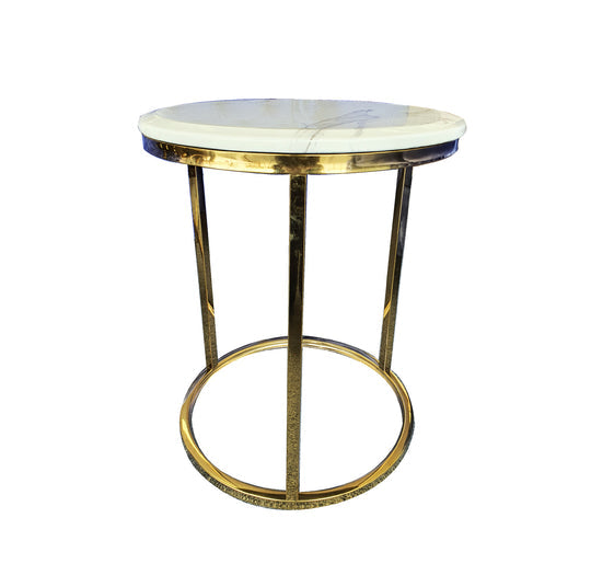 Kelly Side Table - White on Gold - 45cm Chez Guru