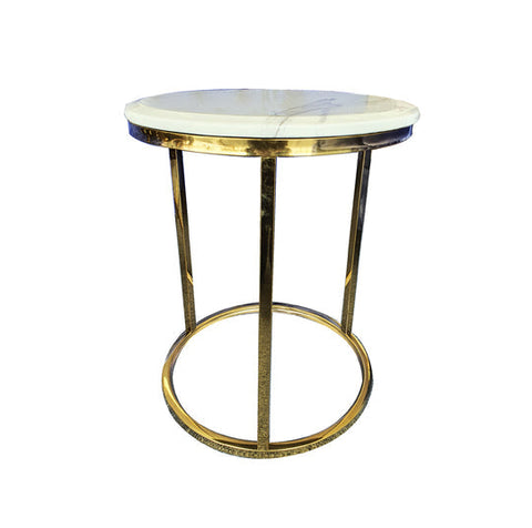 Kelly Side Table - White on Gold - 45cm Chez Guru