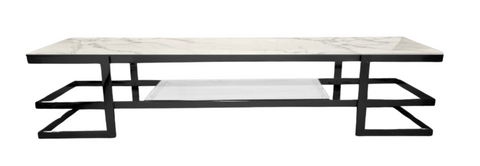 Alexa Black TV Unit - White Marble