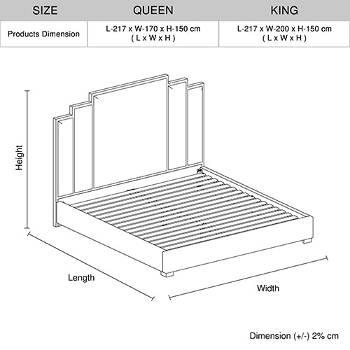 Austin Bed Frame Polyester Turquoise Fabric Padded Upholstery High Quality Slats Polished Stainless Steel Feet Chez Guru