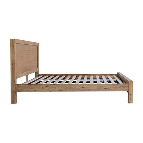 Bed Frame King Size in Solid Wood Veneered Acacia Bedroom Timber Slat in Oak Chez Guru