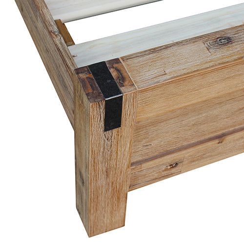Bed Frame King Size in Solid Wood Veneered Acacia Bedroom Timber Slat in Oak Chez Guru