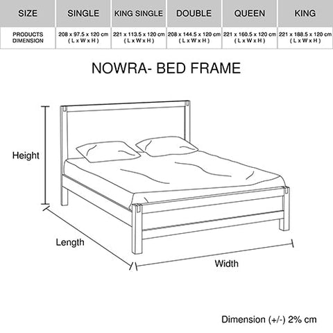 Bed Frame King Size in Solid Wood Veneered Acacia Bedroom Timber Slat in Oak Chez Guru