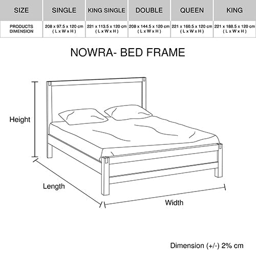 Bed Frame Queen Size in Solid Wood Veneered Acacia Bedroom Timber Slat in Oak Chez Guru