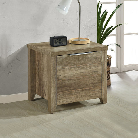 Bedside Table 2 drawers Storage Table Night Stand MDF in Oak Chez Guru