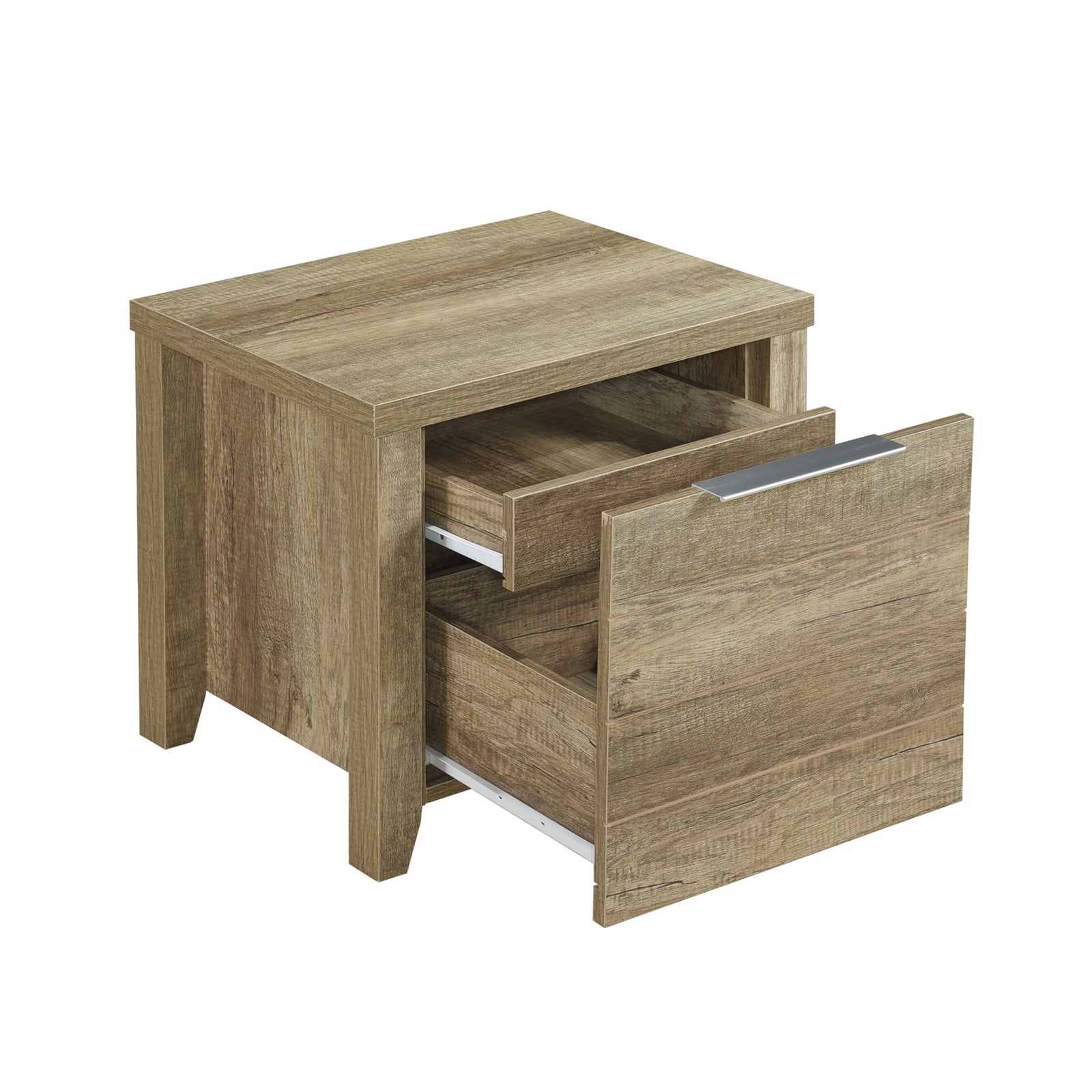 Bedside Table 2 drawers Storage Table Night Stand MDF in Oak Chez Guru