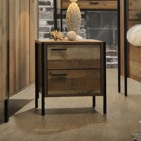 Bedside Table 2 drawers Night Stand Particle Board Construction in Oak Colour Chez Guru