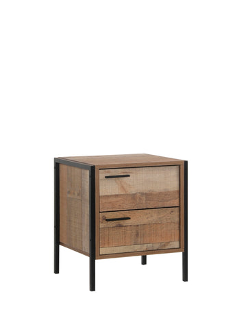 Bedside Table 2 drawers Night Stand Particle Board Construction in Oak Colour Chez Guru