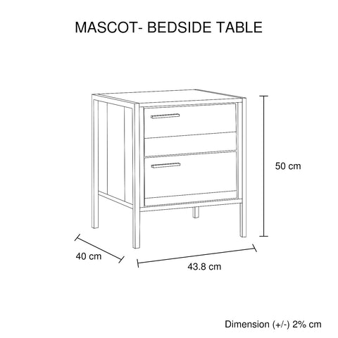 Bedside Table 2 drawers Night Stand Particle Board Construction in Oak Colour Chez Guru