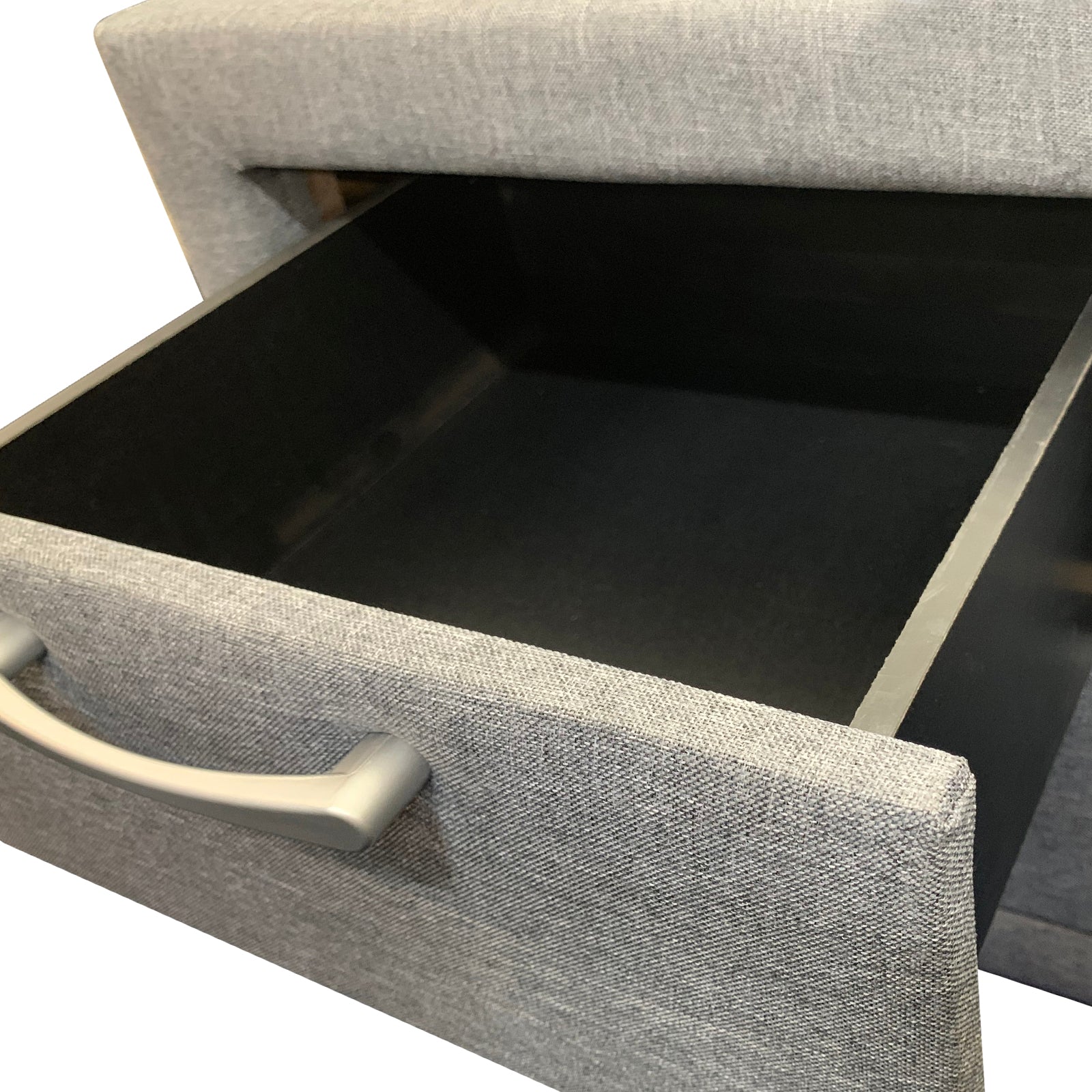 Bedside Table 2 drawers Night Stand Upholstery Fabric Storage in Light Grey Colour Chez Guru