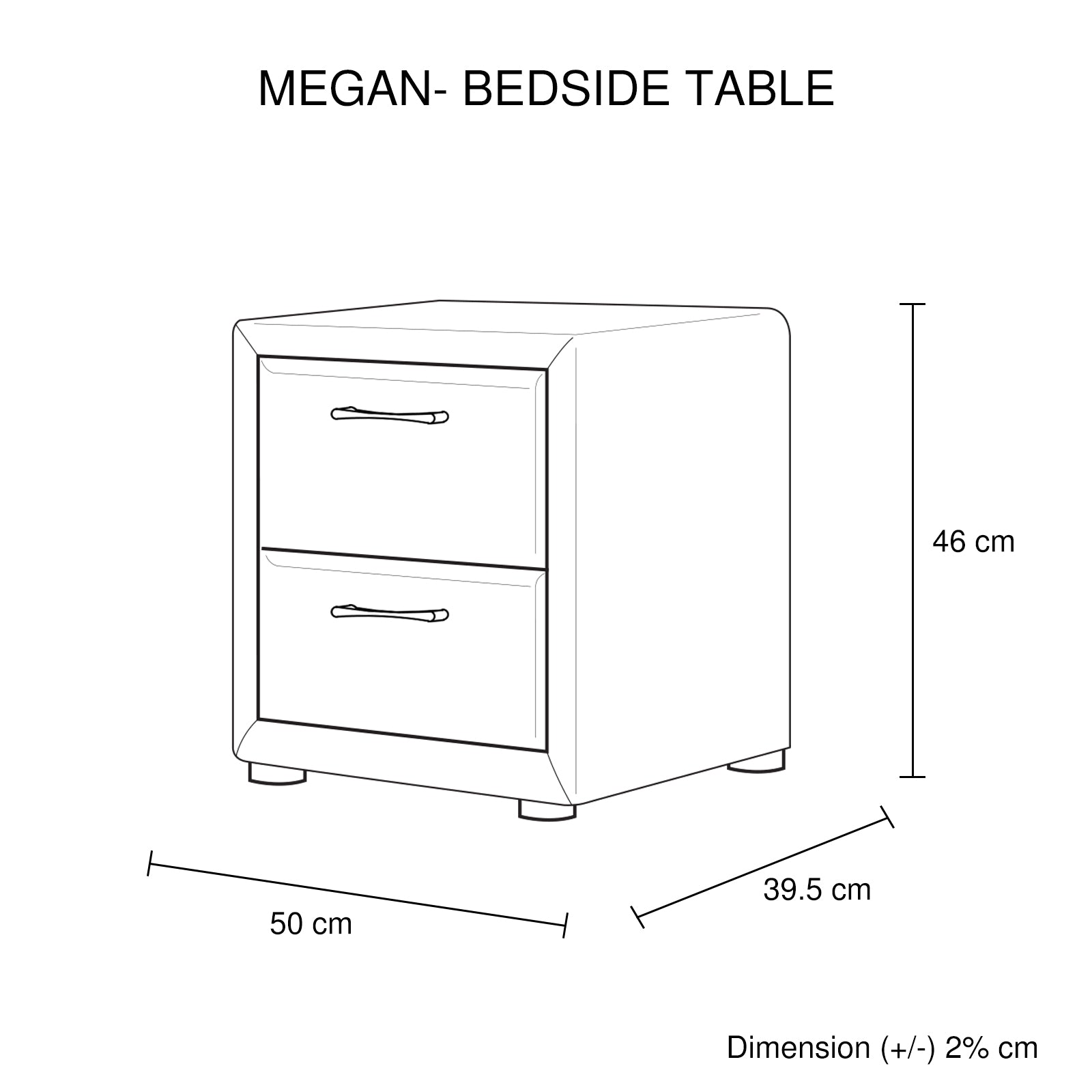 Bedside Table 2 drawers Night Stand Upholstery Fabric Storage in Light Grey Colour Chez Guru