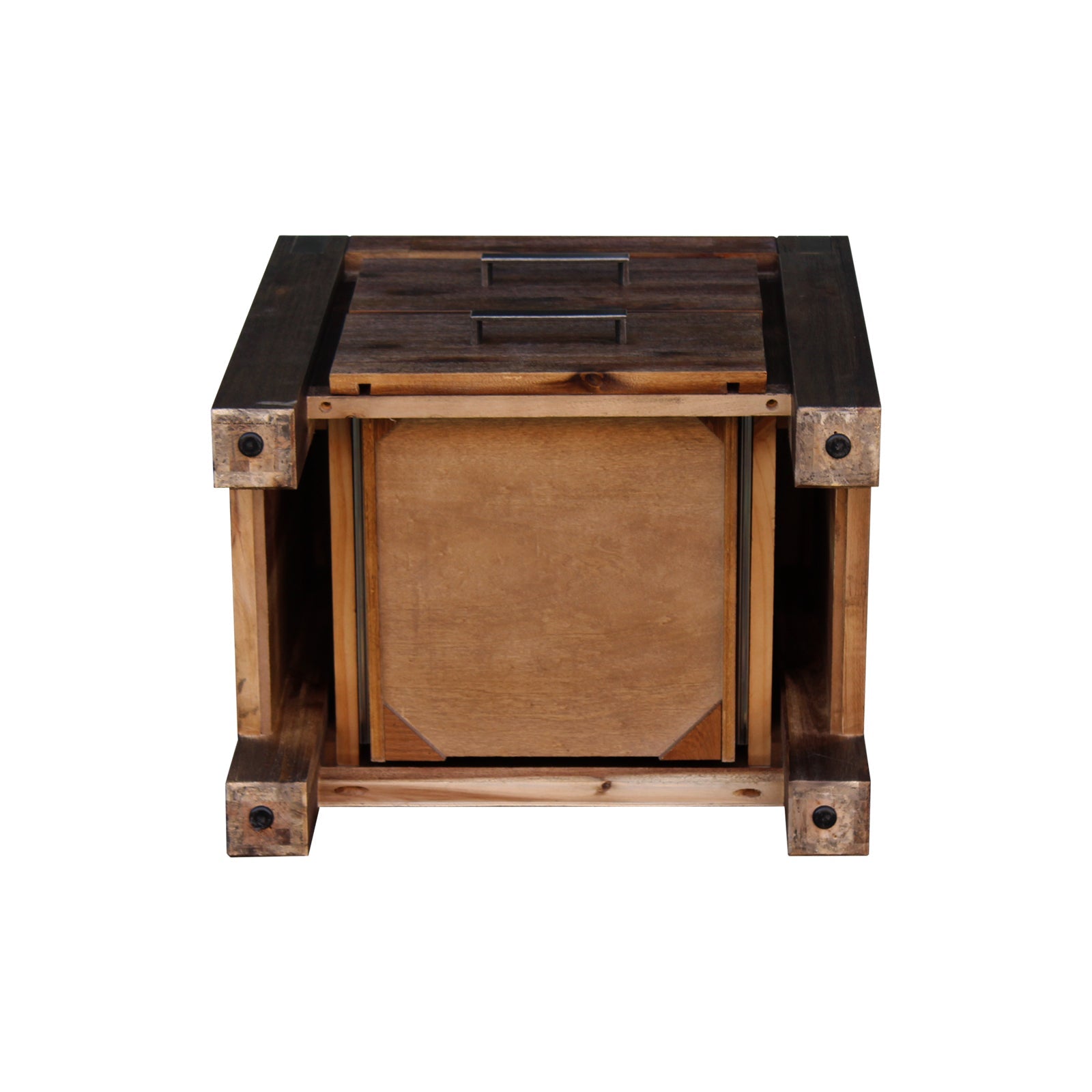 Bedside Table 2 drawers Night Stand Solid Wood Acacia Storage in Chocolate Colour Chez Guru