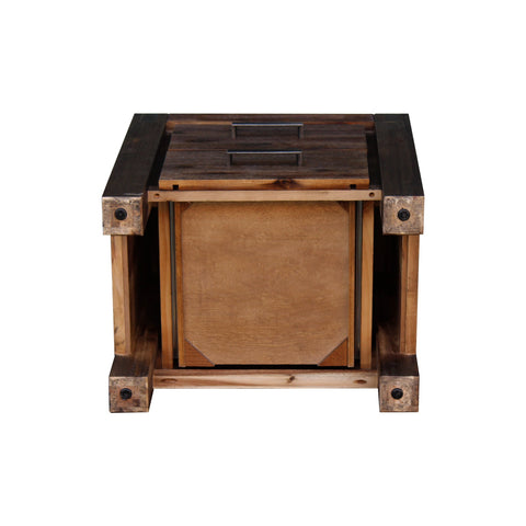 Bedside Table 2 drawers Night Stand Solid Wood Acacia Storage in Chocolate Colour Chez Guru