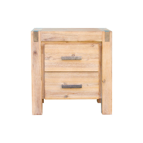Bedside Table 2 drawers Night Stand Solid Wood Acacia Oak Colour Chez Guru