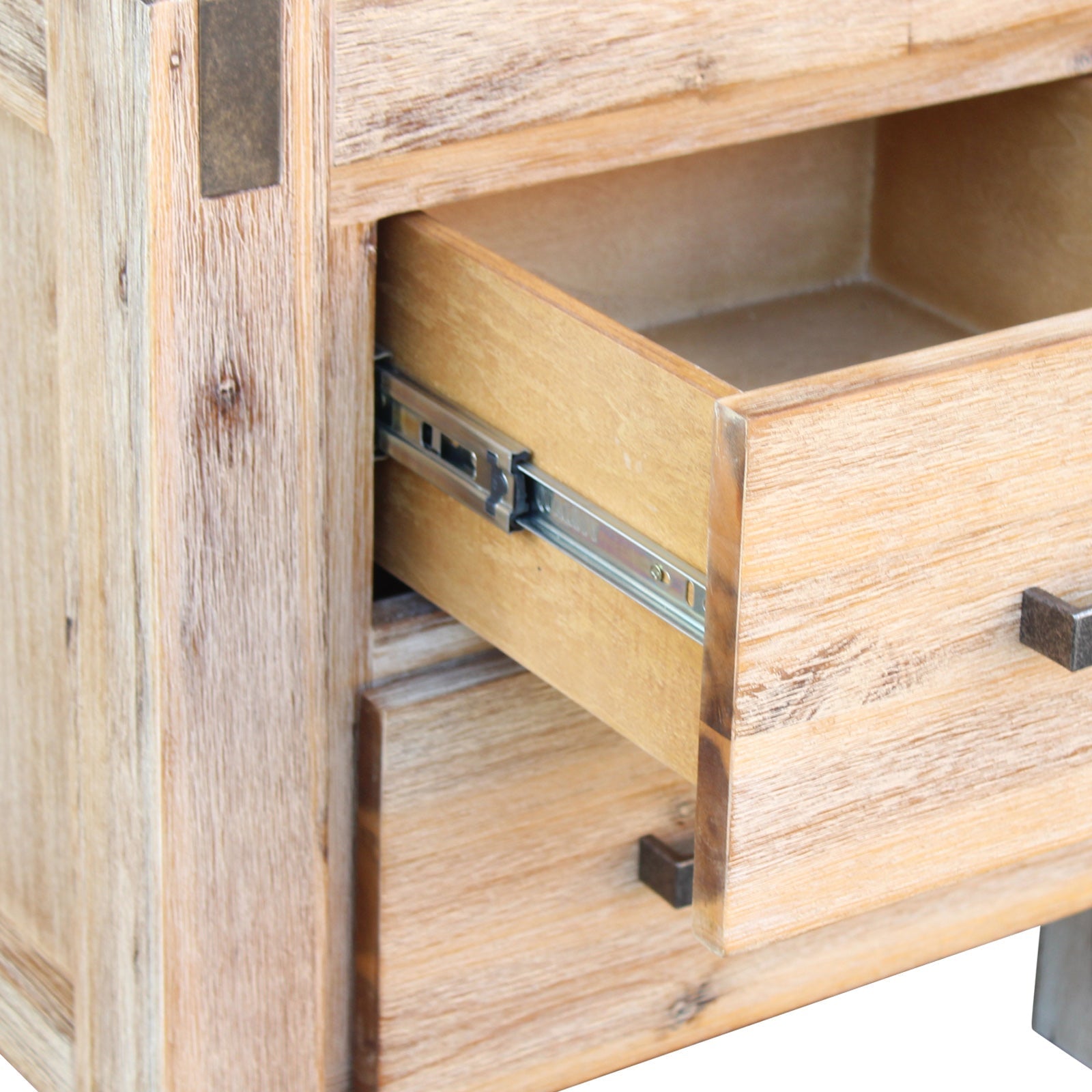 Bedside Table 2 drawers Night Stand Solid Wood Acacia Oak Colour Chez Guru