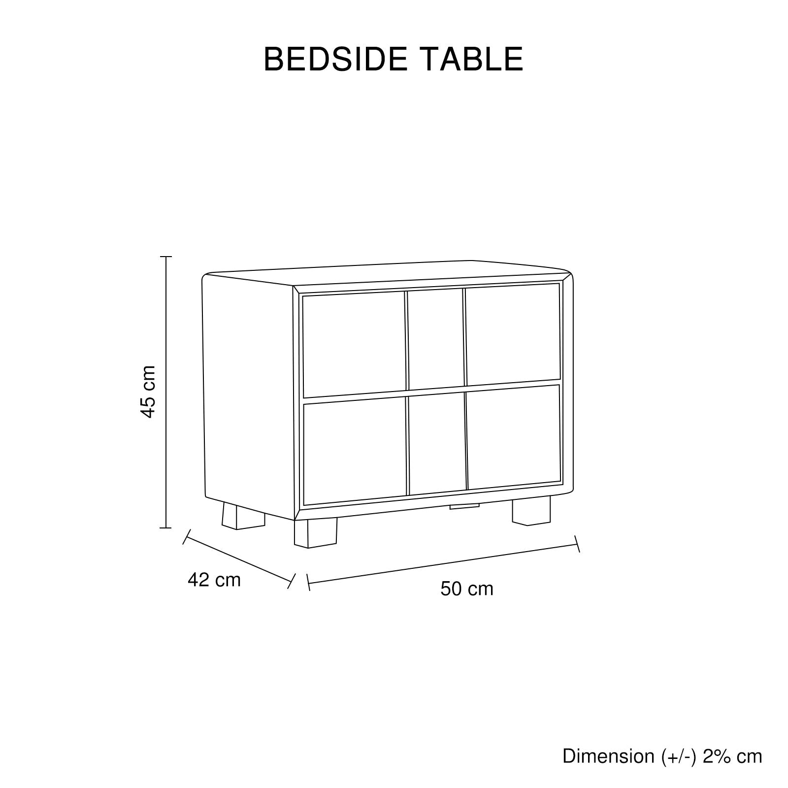 Prado Bedside Table MDF Construction Fabric Upholstery Iron Feet Chez Guru