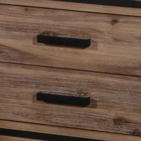 Bedside Table 2 drawer Night Stand with Solid Acacia Storage in Sliver Brush Colour Chez Guru