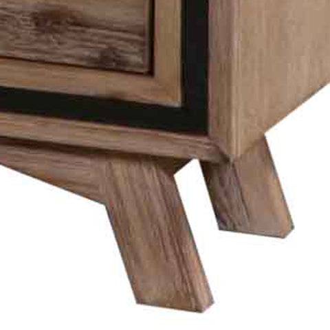 Bedside Table 2 drawer Night Stand with Solid Acacia Storage in Sliver Brush Colour Chez Guru
