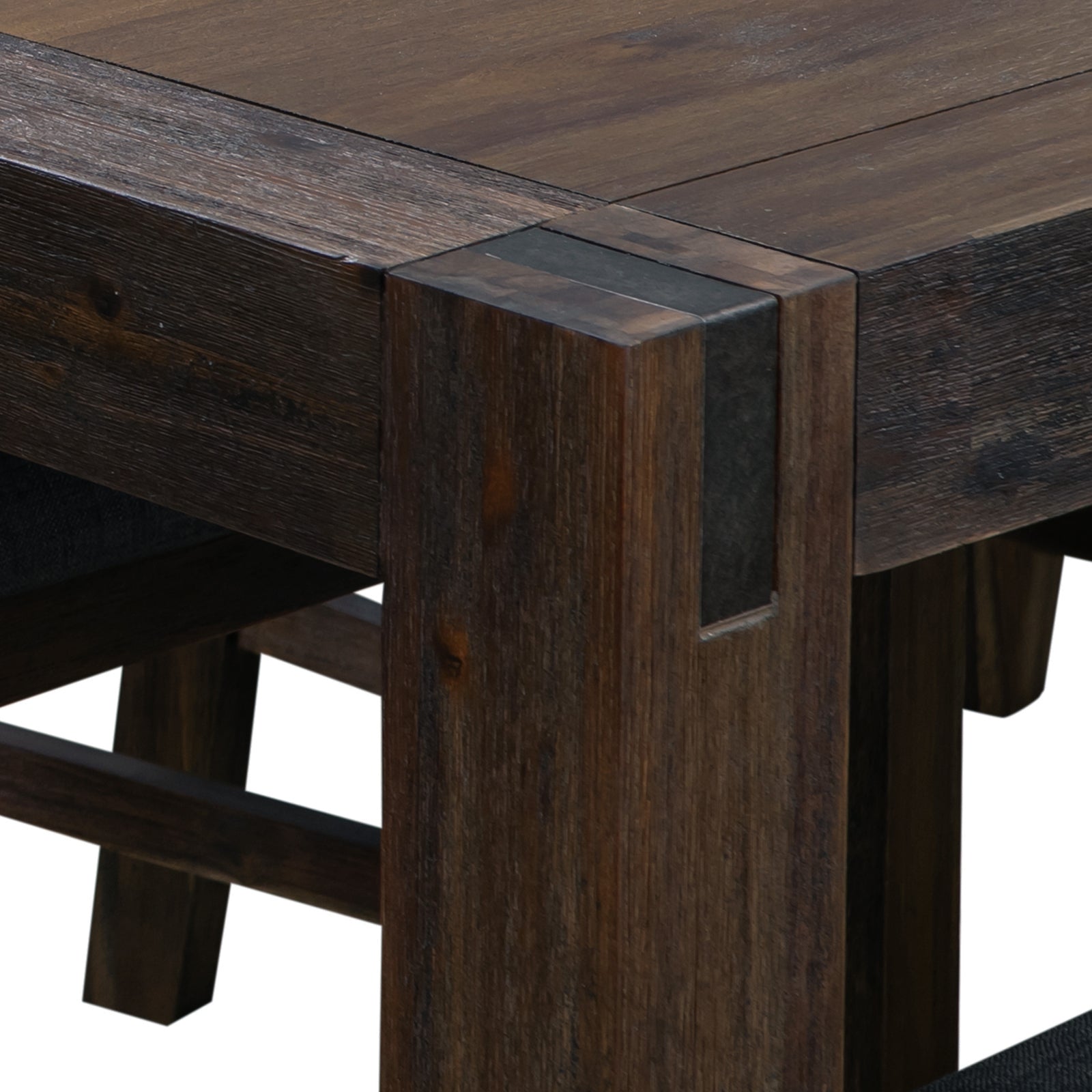 Dining Table 180cm Medium Size with Solid Acacia Wooden Base in Chocolate Colour Chez Guru