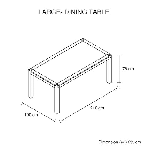 Dining Table 210cm Large Size with Solid Acacia Wooden Base in Oak Colour Chez Guru