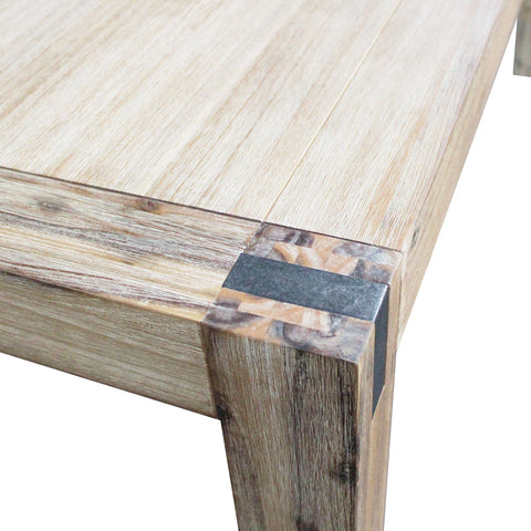 Dining Table 180cm Medium Size with Solid Acacia Wooden Base in Oak Colour Chez Guru
