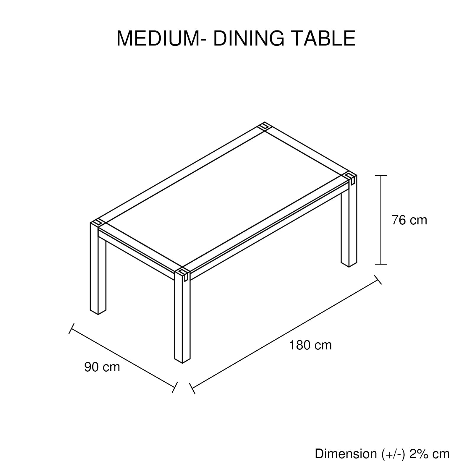 Dining Table 180cm Medium Size with Solid Acacia Wooden Base in Oak Colour Chez Guru