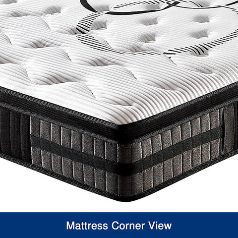 Queen Mattress in Gel Memory Foam Pocket Coil Medium Firm Bed 34cm Thick Chez Guru