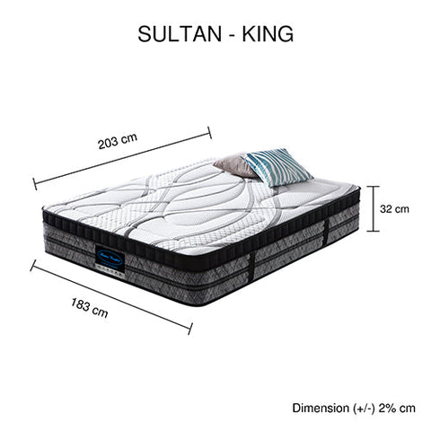 King Mattress Pocket Coil Spring Foam Firm Bed 32cm thick Chez Guru