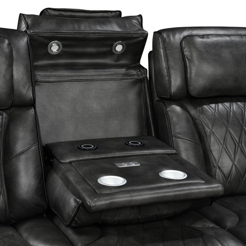 2 Seater Electric Air Leather Dark Grey Recliner