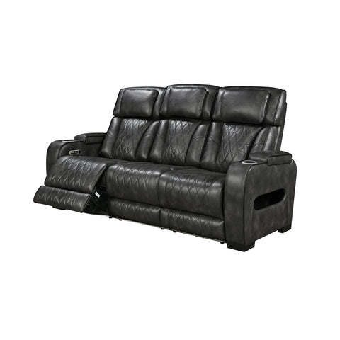 3-1-1 Seater Electric Air Leather Dark Grey Recliner Set