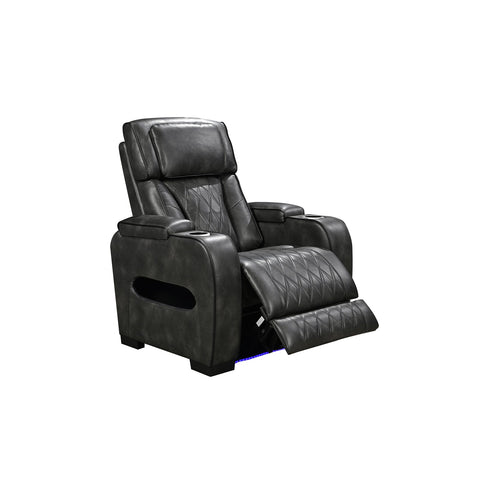 3-1-1 Seater Electric Air Leather Dark Grey Recliner Set